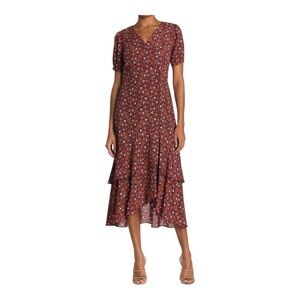 Nanette Lepore Red Floral Midi Dress